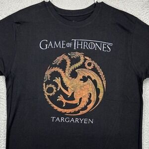 Game Of Thrones T-Shirt Adult Large Black House Targaryen Dragon Tees Mens NEW
